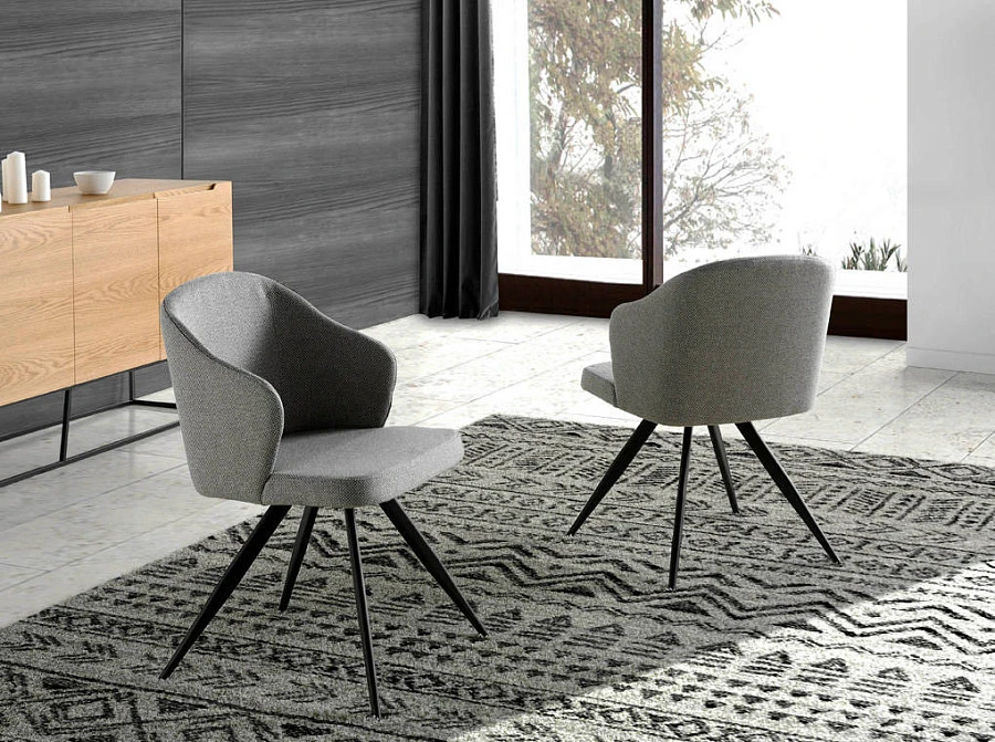 Стул F3208-GRIS /4057 черные ножки - фото 3
