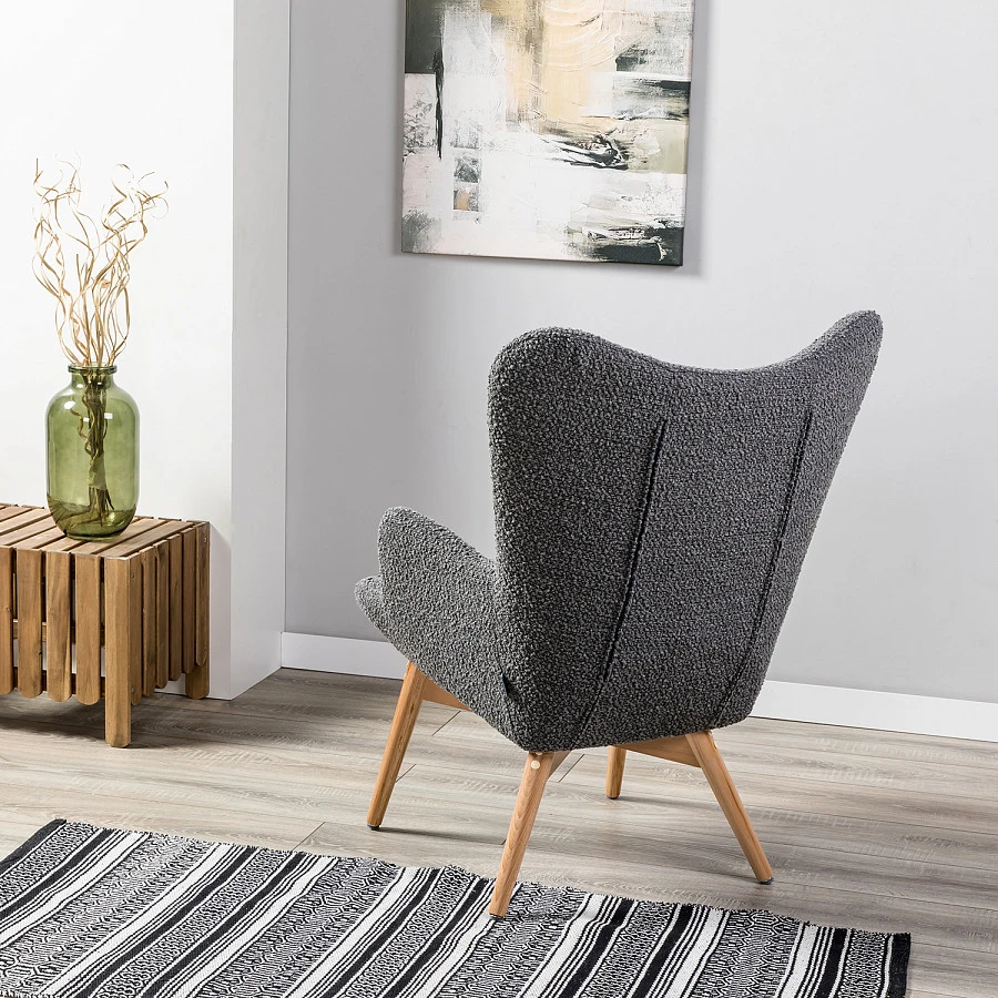 Кресло Хайбэк темно-серый/нат.бук - фото 13