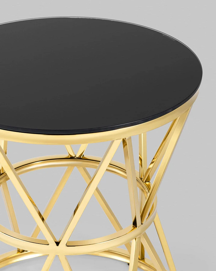 Журнальный стол 50*50 ВИВА золото стекло черное - фото 6