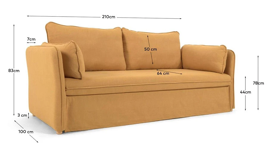 Диван-кровать Tanit горчичный/массива бука 210см - фото 10