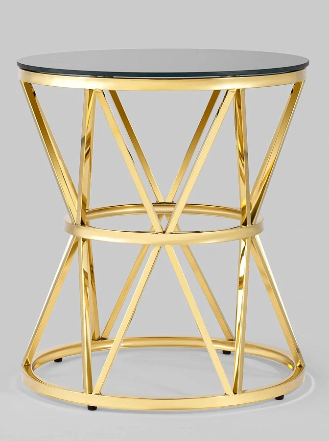 Журнальный стол 50*50 ВИВА золото стекло черное - фото 3