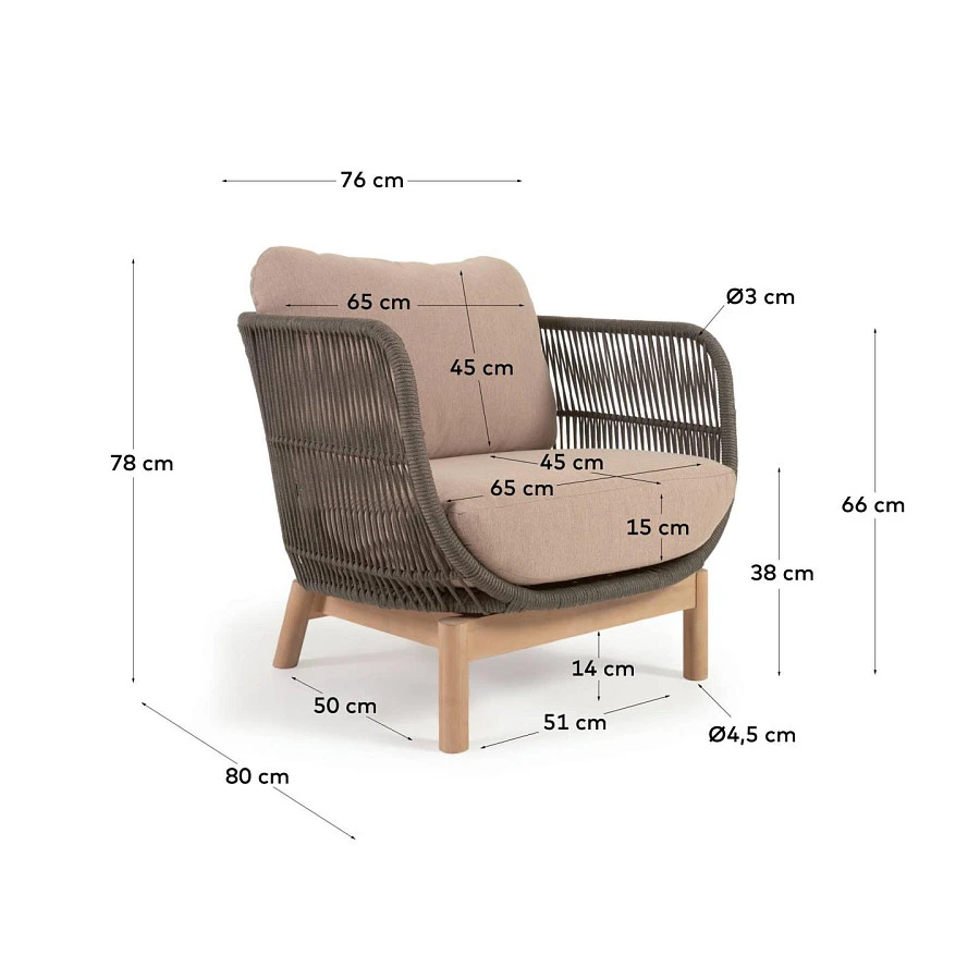 Кресло Catalina из зеленой веревки/массив акации - фото 15