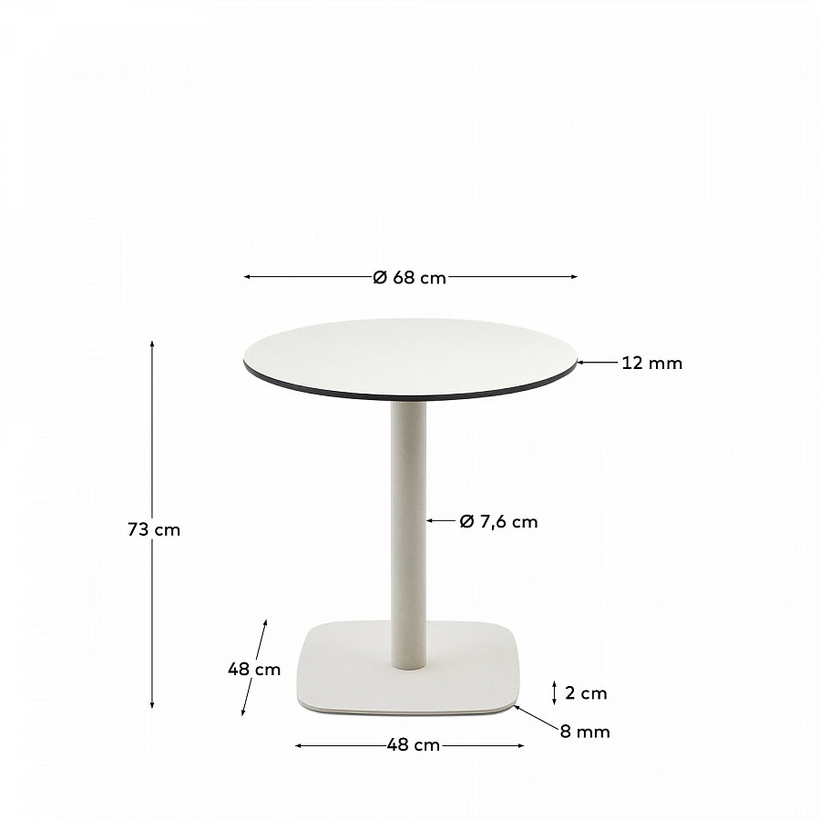 Dina Садовый Стол белый/мет.осн. Ø68x70 - фото 3