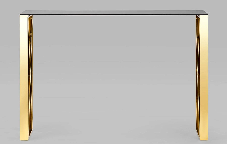 Консоль КРОСС 115*30 золото стекло smoke - фото 3