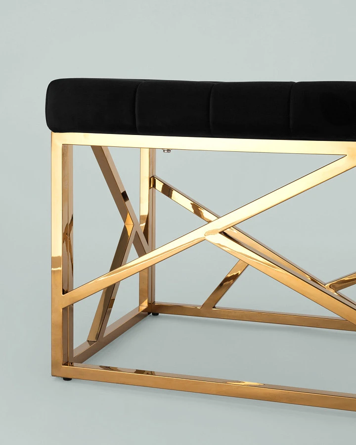 Банкетка-скамейка АРТ ДЕКО черная/золото - фото 4