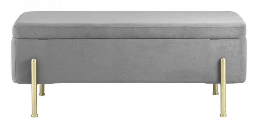 Банкетка Болейн с ящиком велюр серый - фото 2