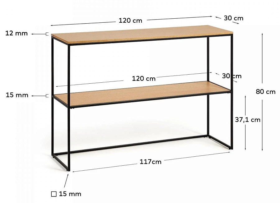 Консоль Yoana из дубового шпона/черный 120x80cm - фото 5