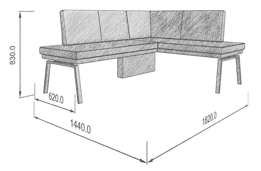 Диван кухон. Brave 178-140 Rsilver 1820*1440*830 - фото 5