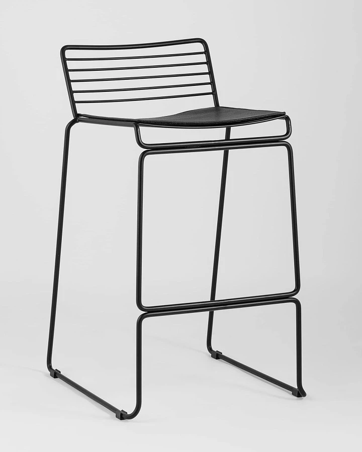 Стул полубарный Danny черный с черной подушкой - фото 2