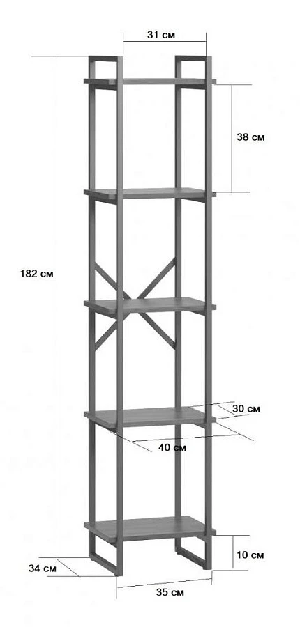 Стеллаж Мальборк 40 Шимо Темный лофт - фото 2