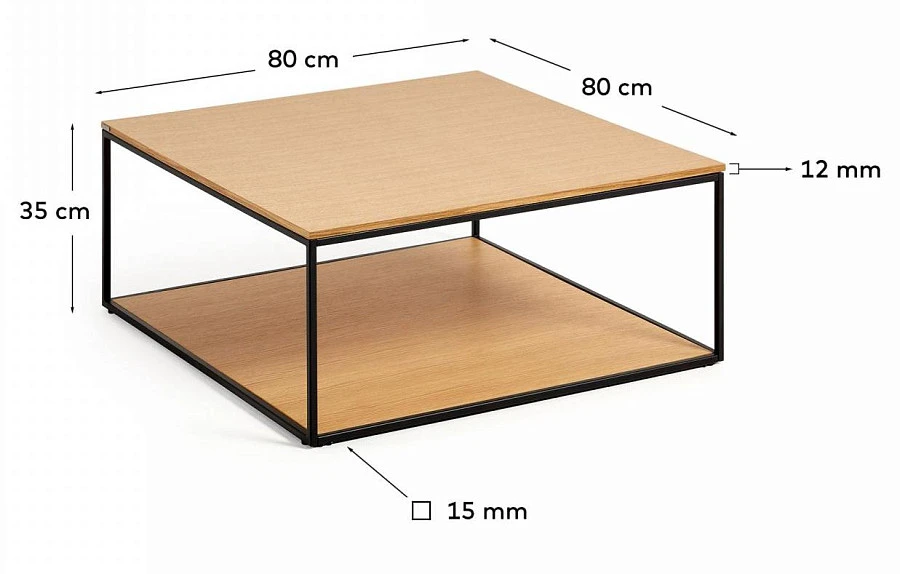 Журнальный столик Yoana шпон/металл 80x80см - фото 2