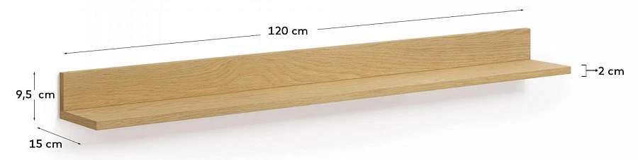 Полка Abilen шпон дуба/ белый лак 120x15см - фото 11