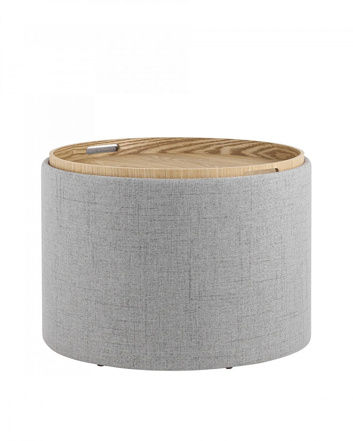 Пуф-столик с ящиком Хюгге L рогожка серый - фото 4