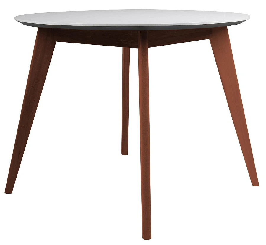 Стол Лунд круглый д.860 мрамор Бьянко/темн.орех - фото 3