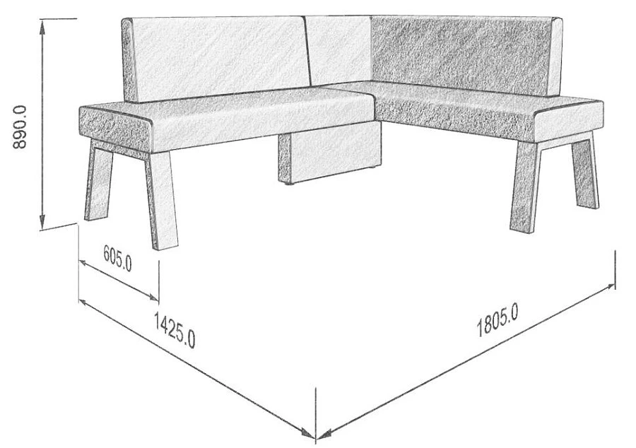 Диван кухон. Alto 178-140 R 29 1805*1425*830 - фото 2