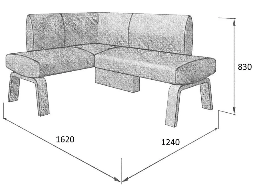 Диван кухон. Pride 120-158 L coffe 1240*1620*830 - фото 3