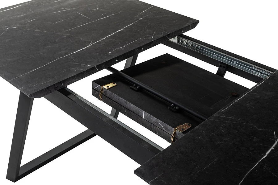 Стол Пеле раздвиж. 140-180 Темный мрамор/Бабочка - фото 5