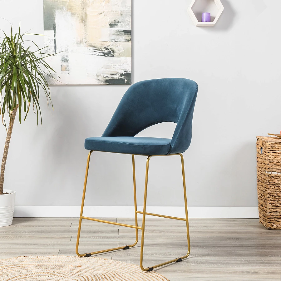 Кресло полубар Lars Diag blue/Линк золото - фото 6