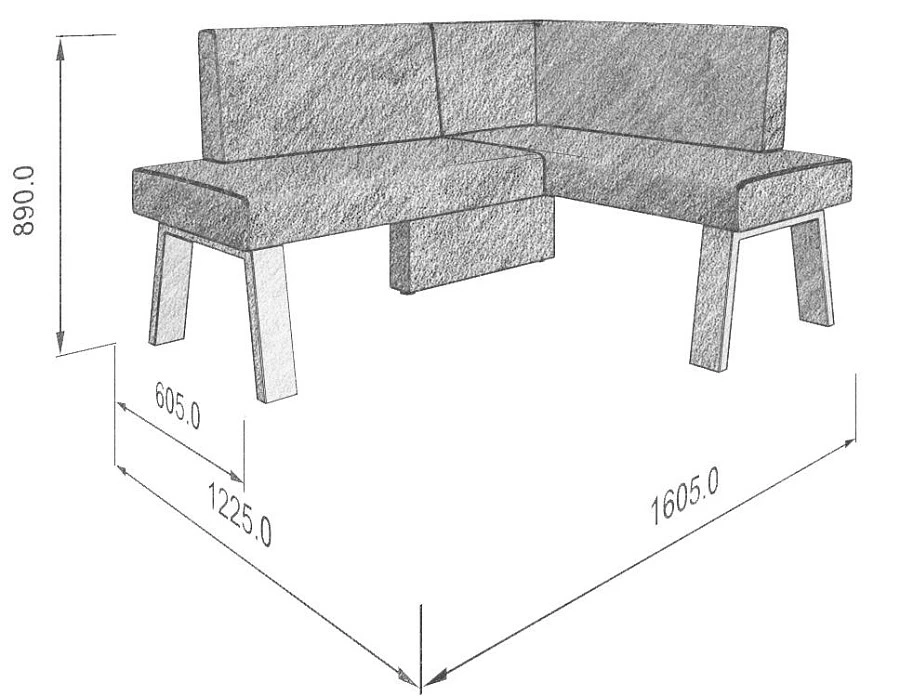 Диван кухон. Alto 158-120 R 26 1605*1225*810 - фото 2