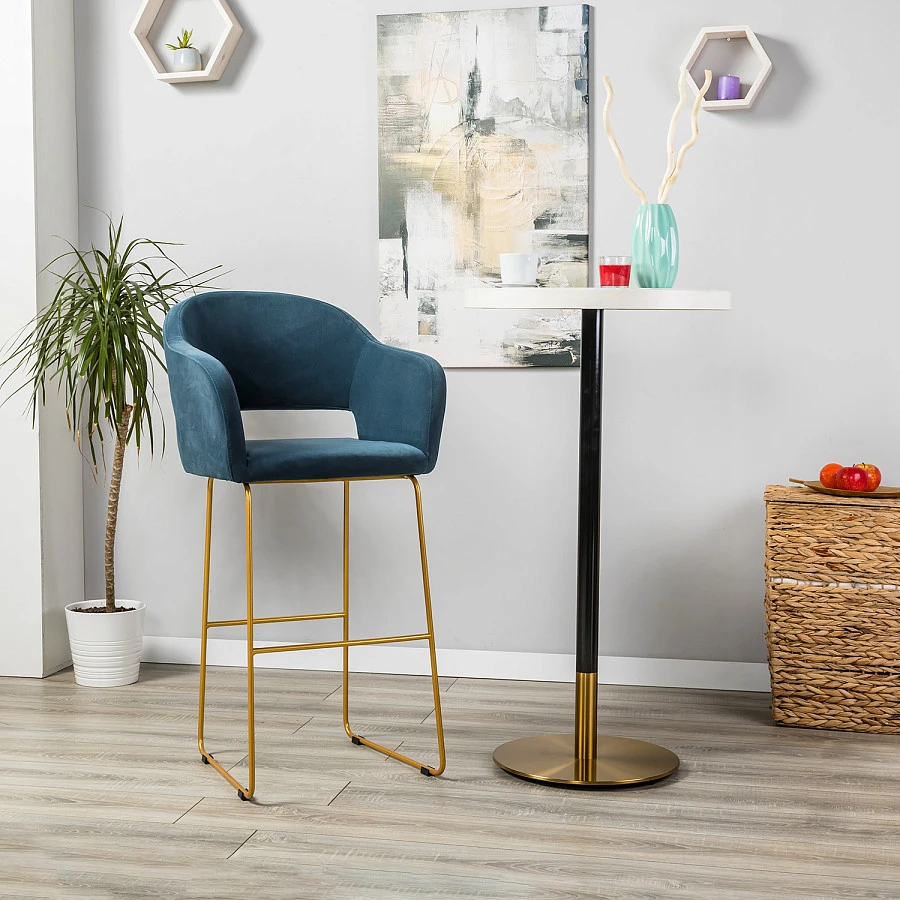 Кресло Бар. Oscar Diag blue/Линк золото - фото 7