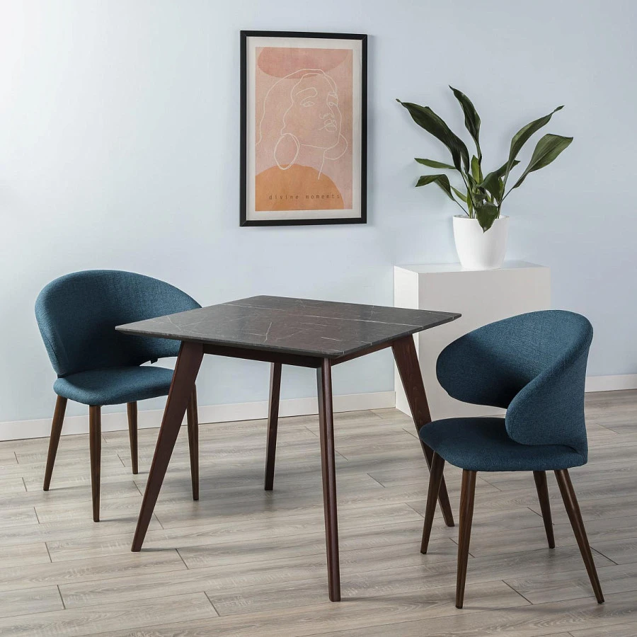 Стол Лунд 960*960 мрамор Графит Темный орех - фото 7