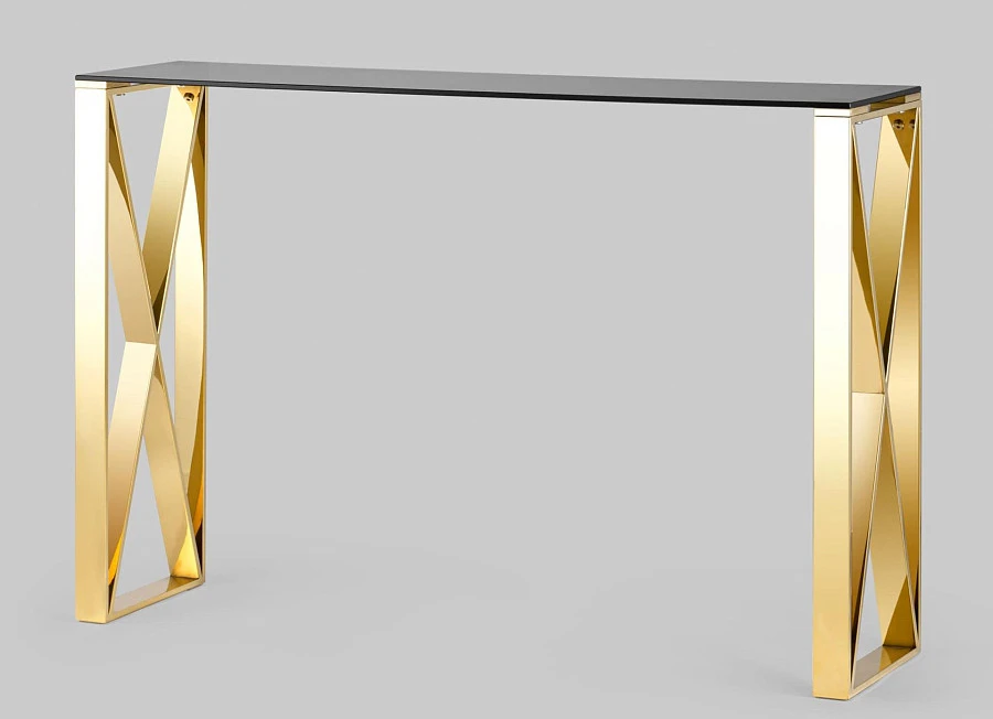 Консоль КРОСС 115*30 золото стекло smoke - фото 2