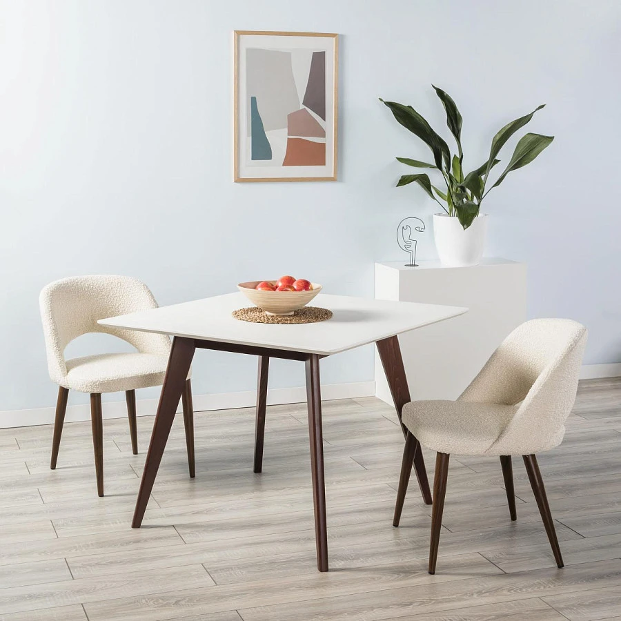 Стол Лунд 860*860 Белый Темный орех - фото 6