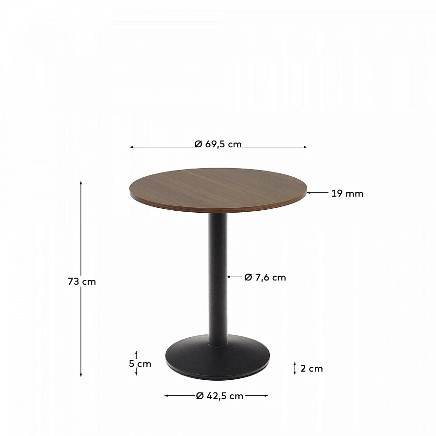 Esilda Стол меламин орех./черн.мет.ножка Ø70 - фото 3