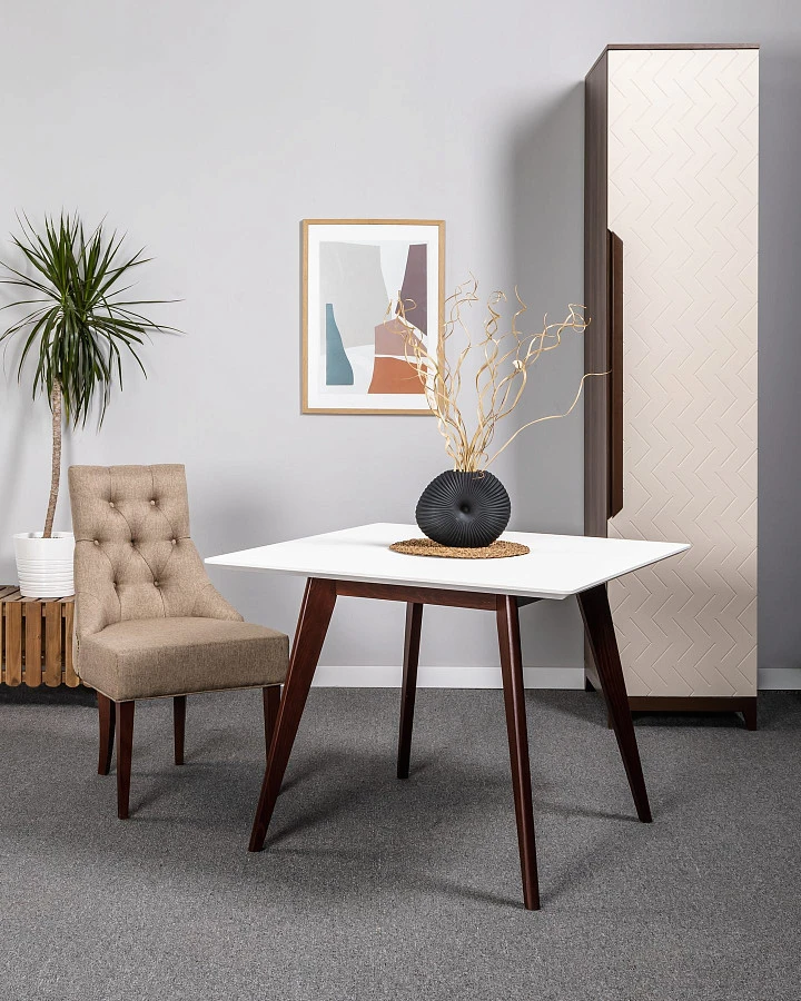 Стол Лунд 960*960 Белый Темный орех - фото 6