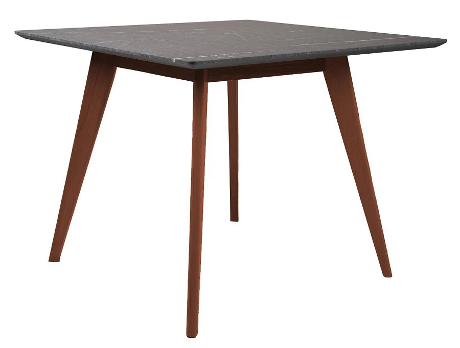 Стол Лунд 960*960 мрамор Графит Темный орех - фото 4