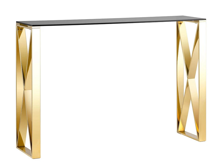 Консоль КРОСС 115*30 золото стекло smoke