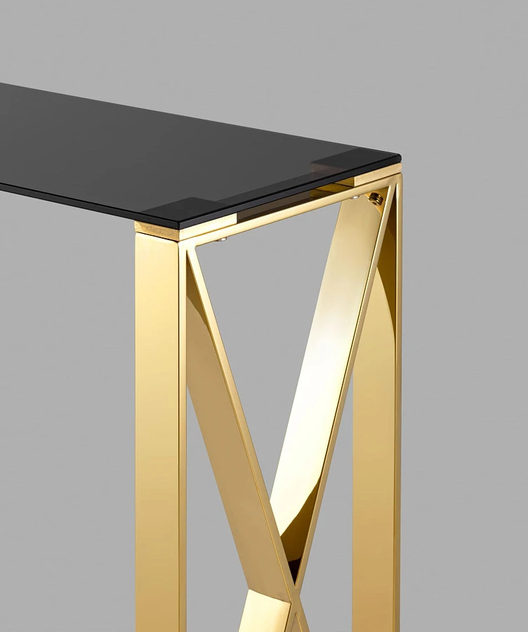 Консоль КРОСС 115*30 золото стекло smoke - фото 6