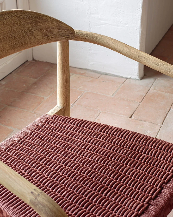 Стул Glynis из массива эвкалипта с розовой веревкой - фото 4
