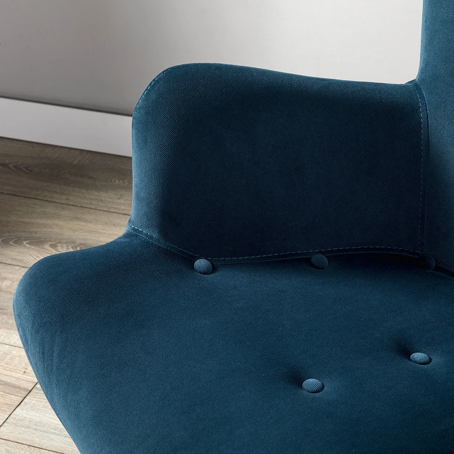 Кресло Хайбэк синий/нат.бук - фото 15