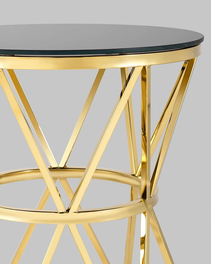 Журнальный стол 50*50 ВИВА золото стекло черное - фото 5