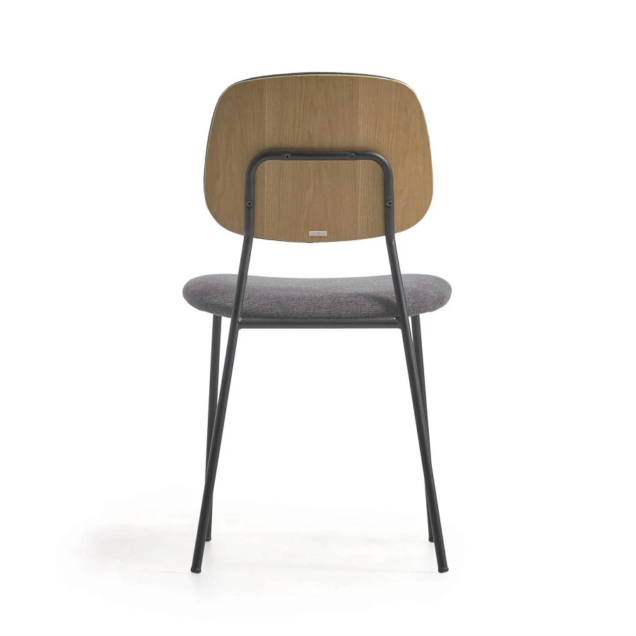 Стул Benilda темно-серый с дубовым шпоном и сталь с черной отделкой - фото 7