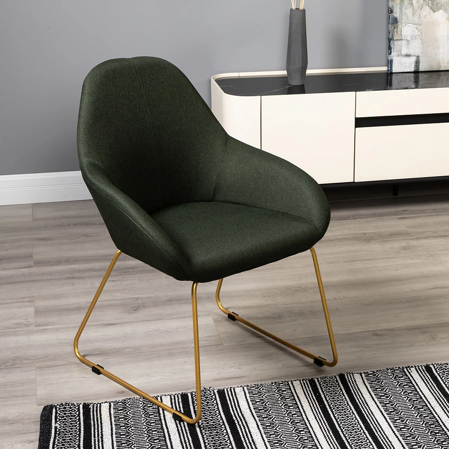 Кресло Kent тёмно-зеленый/Линк золото - фото 13
