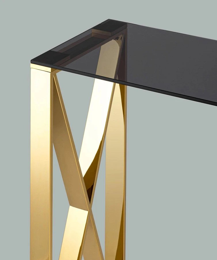 Консоль КРОСС 115*30 золото стекло smoke - фото 4