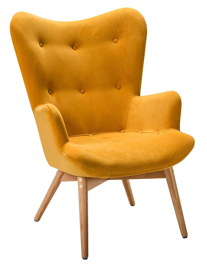 Кресло Хайбэк желтый/нат.бук