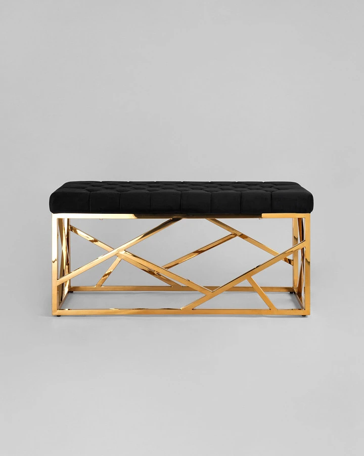 Банкетка-скамейка АРТ ДЕКО черная/золото - фото 3