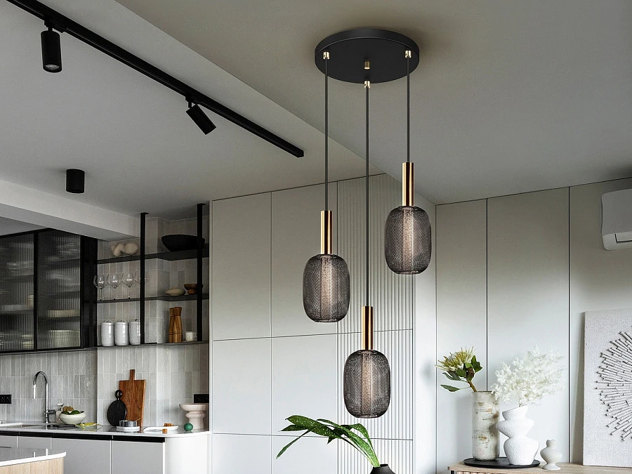 Люстра Micron 3L золотой / черный - фото 2