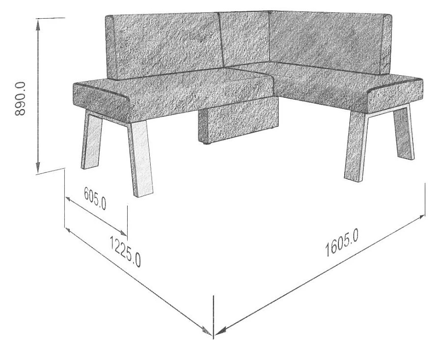 Диван кухон. Alto 158-120 R 32 1605*1225*810 - фото 2
