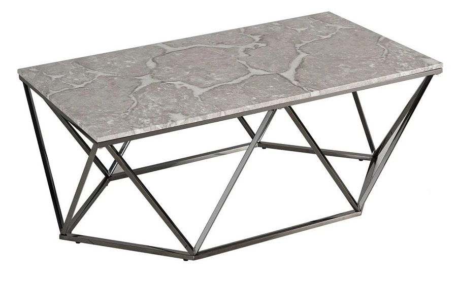 Столик Авалон 122*66 серый мрамор сталь хром