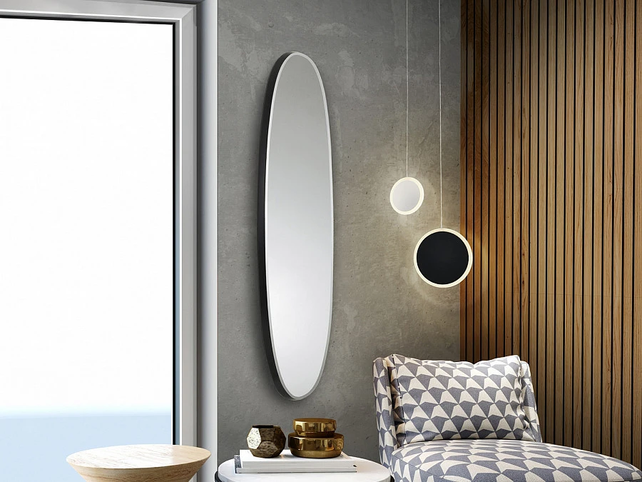 Зеркало овальное Aries 136X36 черное - фото 5