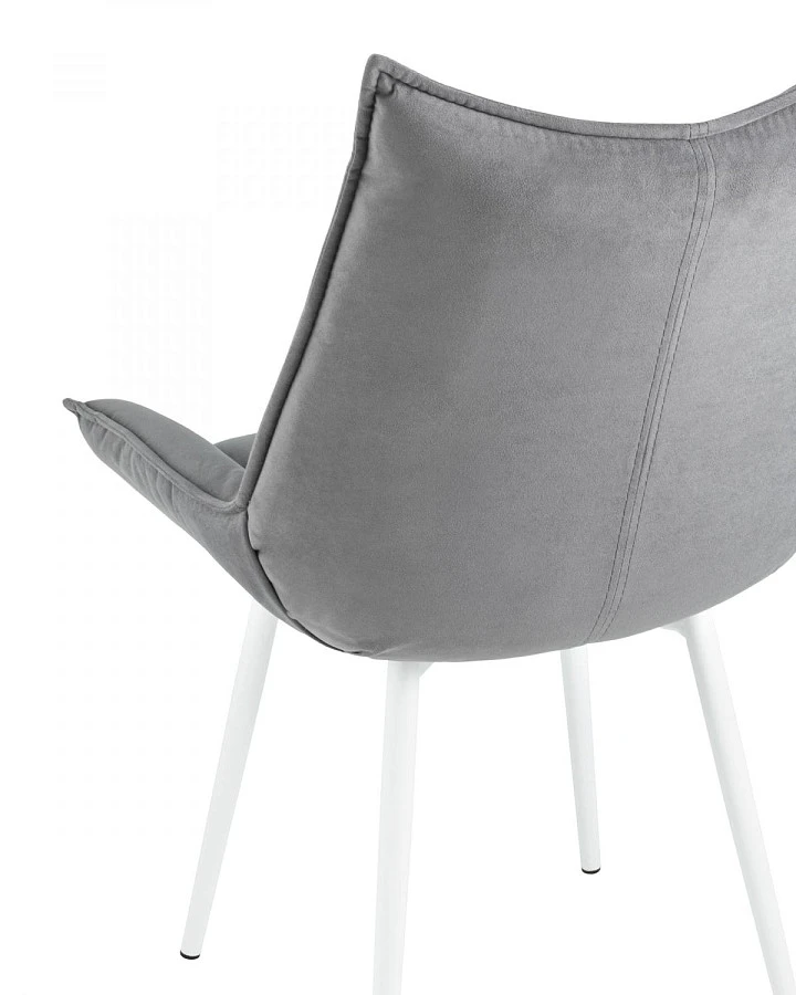 Стул Осло велюр серый белые ножки - фото 7