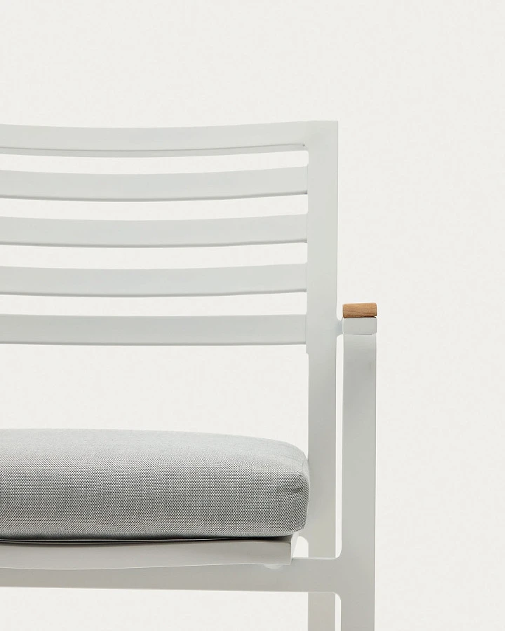 Bona Уличный стул из алюминия в белой отделке и массива тикового дерева - фото 10