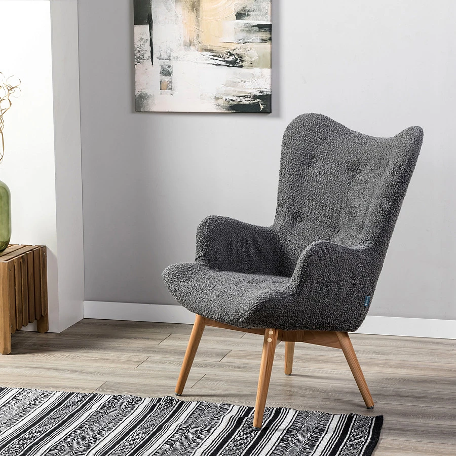 Кресло Хайбэк темно-серый/нат.бук - фото 11