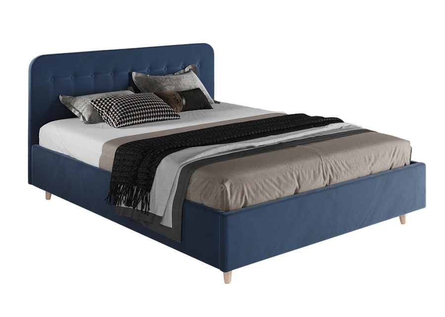 Кровать Лион 180х200 тёмно-синего цвета