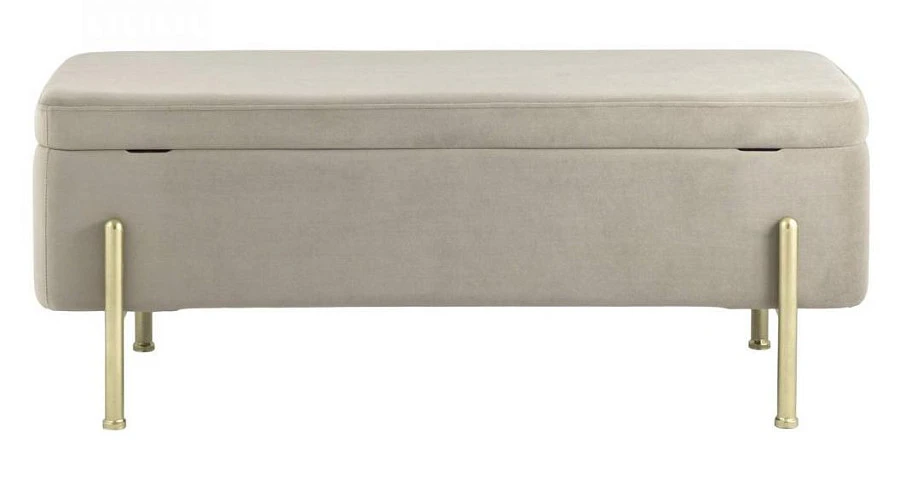 Банкетка Болейн с ящиком велюр бежевый - фото 2
