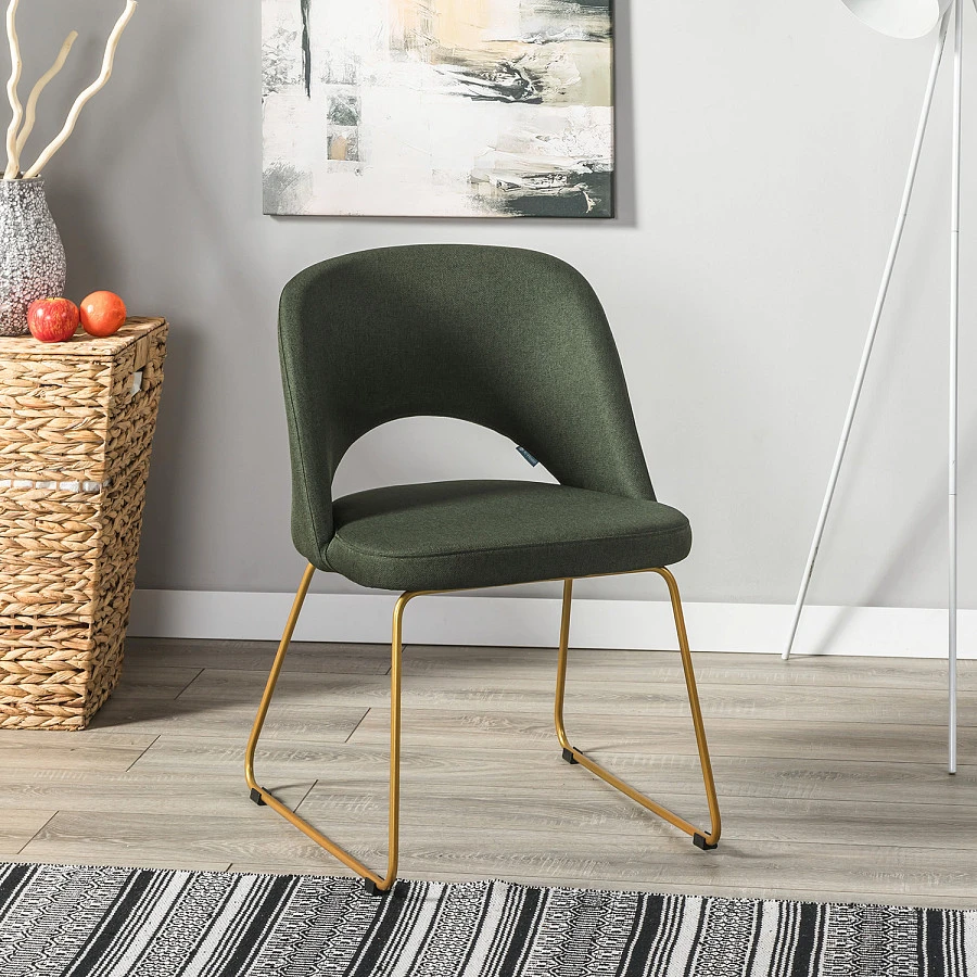 Кресло Lars тёмно-зеленый/Линк золото - фото 6